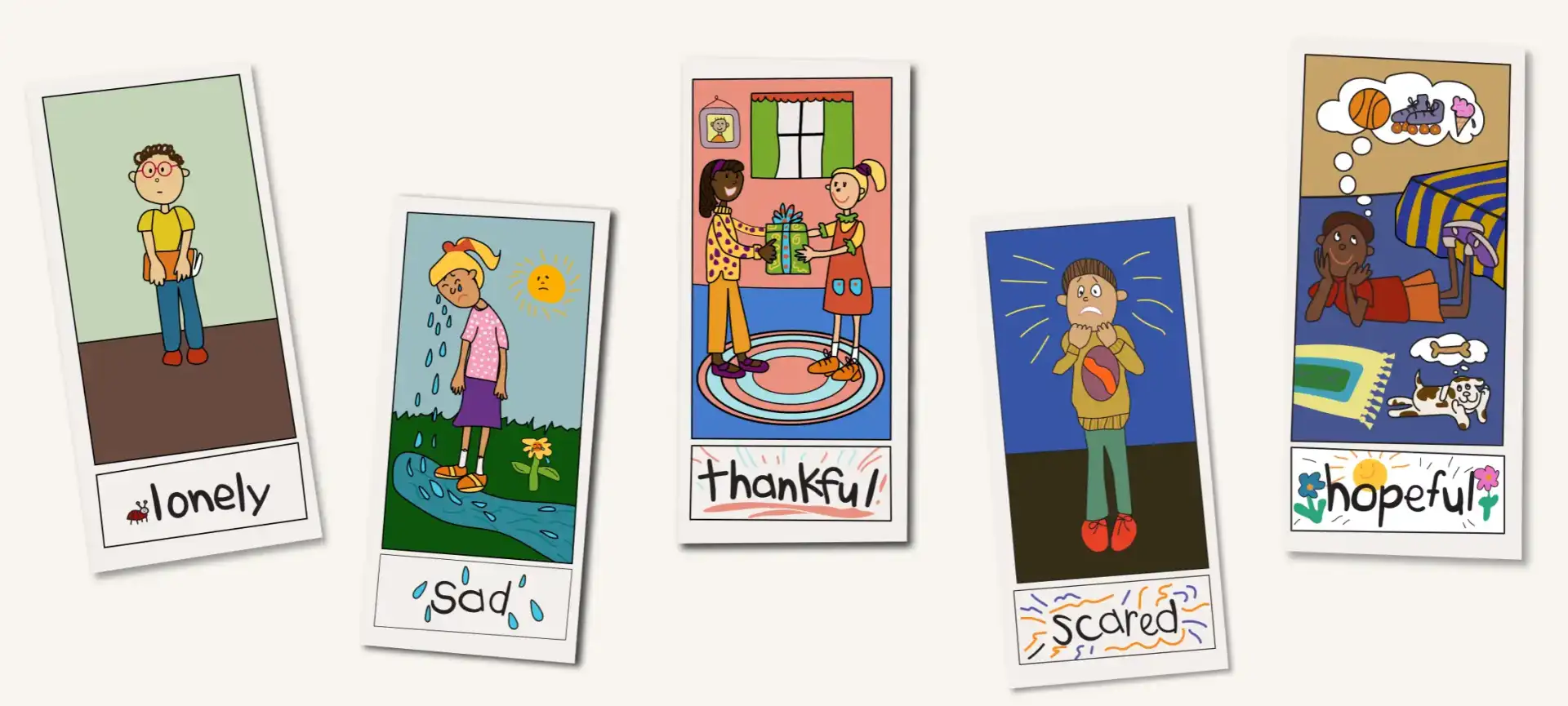 Kids drawings depicting various emotions