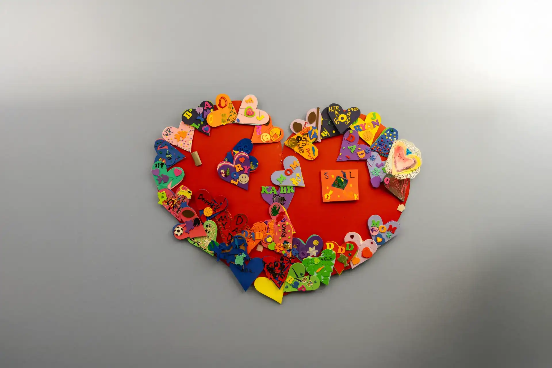 Hand crafted heart shape on a wall